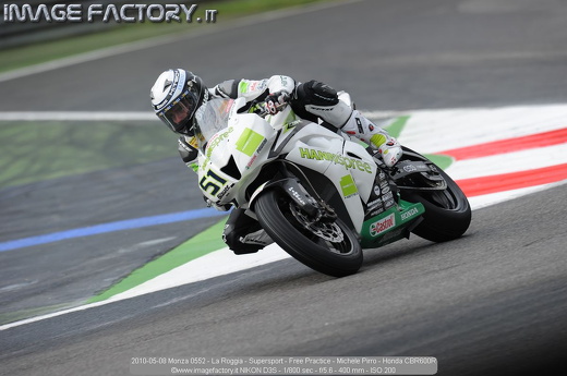 2010-05-08 Monza 0552 - La Roggia - Supersport - Free Practice - Michele Pirro - Honda CBR600R